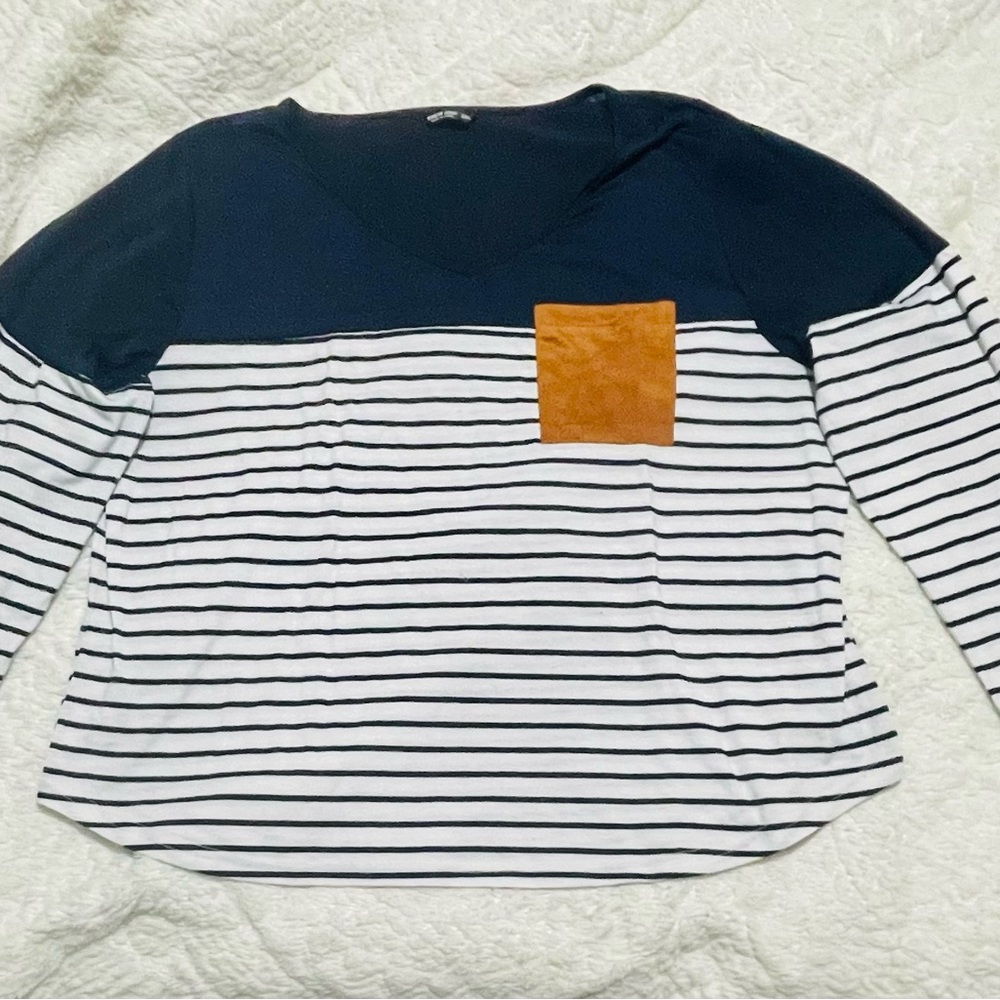 SHEIN color block blouse.